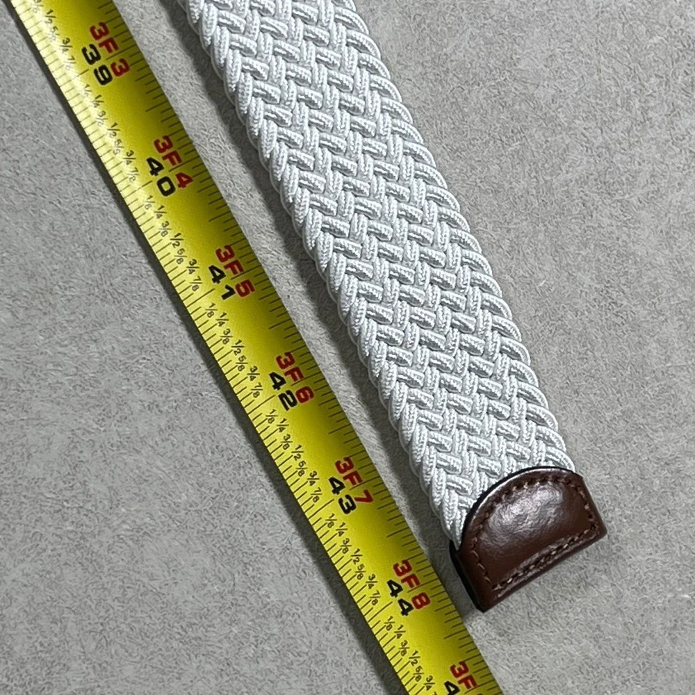 Original Penguin Braided Belt Mens L 38-40 White Brown Woven Leather HN86103